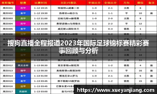 搜狗直播全程报道2023年国际足球锦标赛精彩赛事回顾与分析