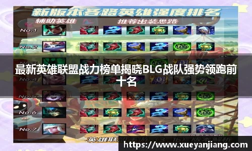 最新英雄联盟战力榜单揭晓BLG战队强势领跑前十名